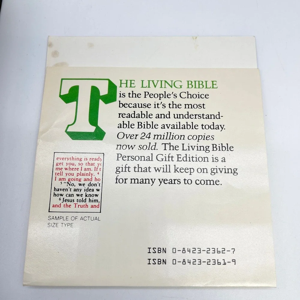 Vintage Tyndale The Living Bible Paraphrased Faux Leather Red Letter Christian
